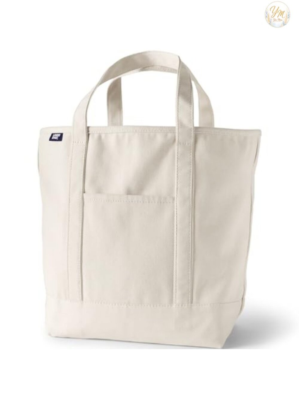 Lands' End Open Canvas Tote Large Regular Handle Natural